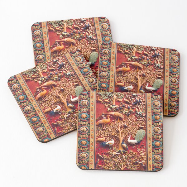 Item preview, Antique Persian Rug with Bird Couples designed and sold by Vicky Brago-Mitchell®.