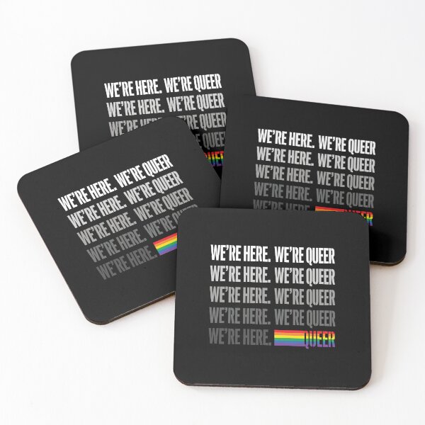 Item preview, We're Here We're Queer Rainbow Bold Typography LGBTQ Shirt designed and sold by What you are is Beautiful.