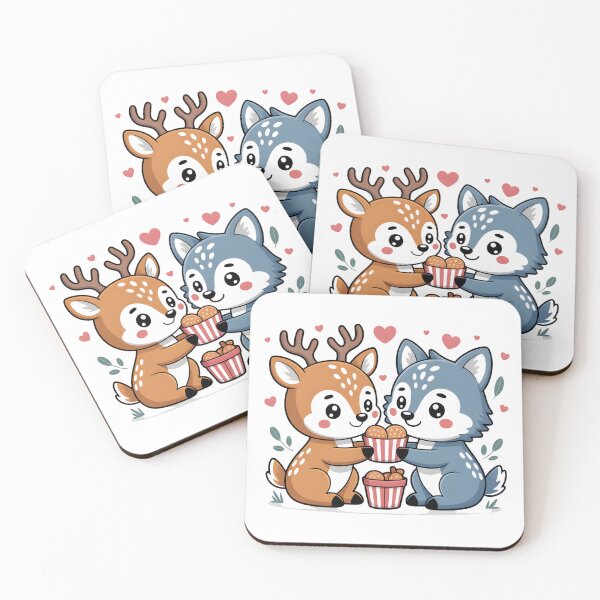 Item preview, The Gentle Bond – Deer & Wolf Sharing Bowl Sticker designed and sold by AbanoubStore.