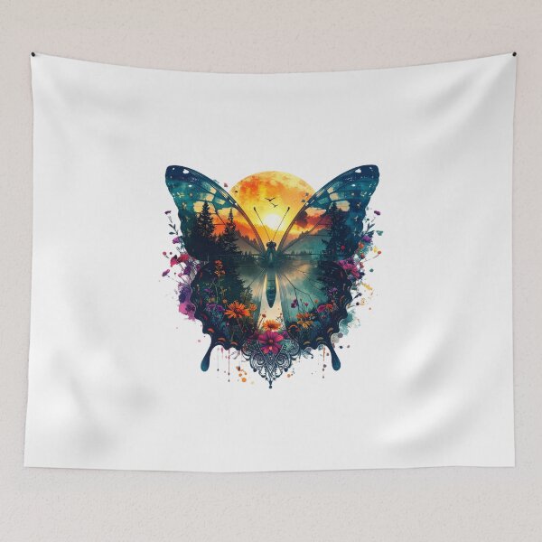 Item preview, Sunset Forest Double Exposure Butterfly designed and sold by AZABSTORE.