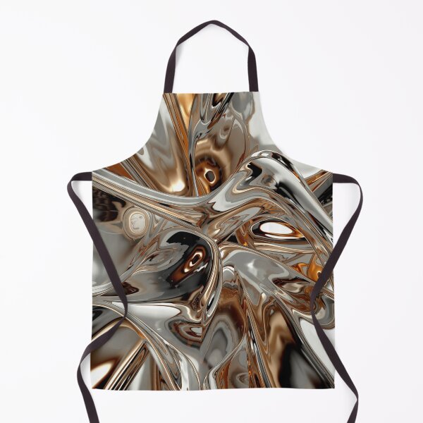 Item preview, Abstract liquid metallic texture – futuristic chrome art and golden reflections designed and sold by UNIVERS MILDA.