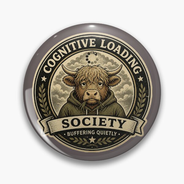 Item preview, Cognitive Loading Society Highland Cow Hoodie - Buffering Quietly Vintage Comfort Design  designed and sold by Halejo68.