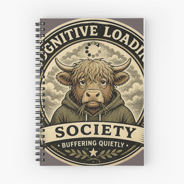 Item preview, Cognitive Loading Society Highland Cow Hoodie - Buffering Quietly Vintage Comfort Design  designed and sold by Halejo68.
