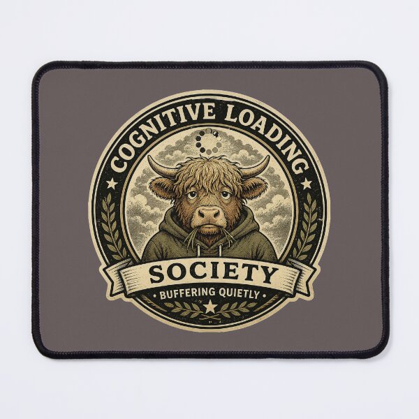 Item preview, Cognitive Loading Society Highland Cow Hoodie - Buffering Quietly Vintage Comfort Design designed and sold by Halejo68.