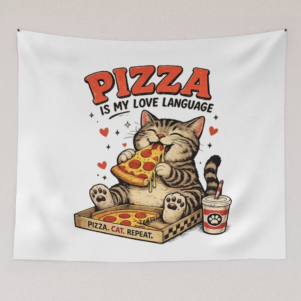 Item preview, Pizza Is My Love Language Retro Cat designed and sold by LuloCreative.