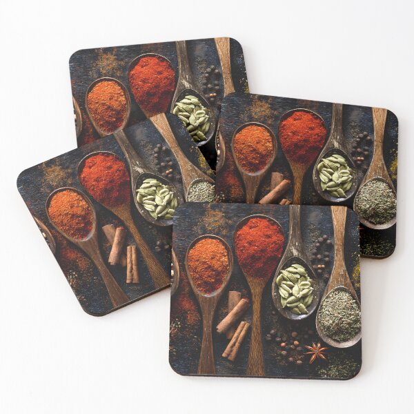 Item preview, Colorful Array of Spices in Wooden Spoons Layout designed and sold by Artessie.