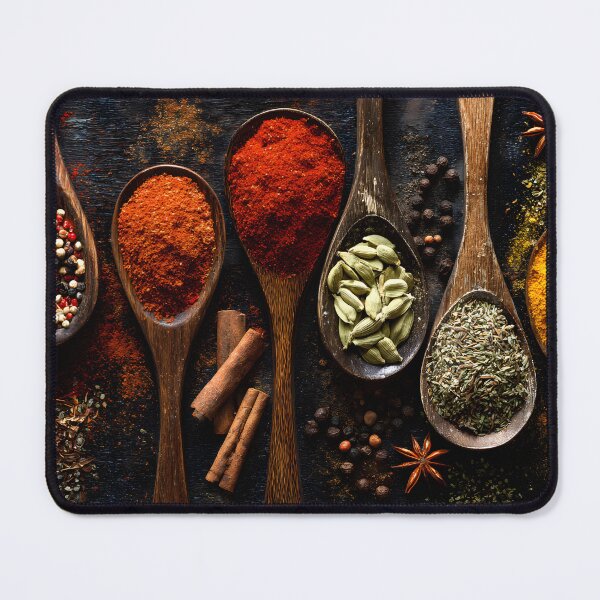 Item preview, Colorful Array of Spices in Wooden Spoons Layout designed and sold by Artessie.