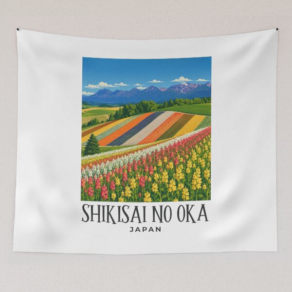Item preview, A Travel Print of Shikisai no Oka - Japan designed and sold by StudioRedKoala.