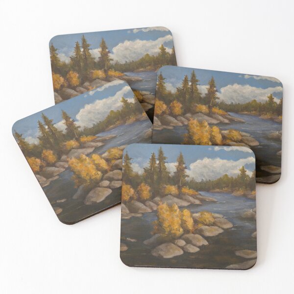 Item preview, Autumn River Rapids Oil Landscape Painting designed and sold by jadexjournal.