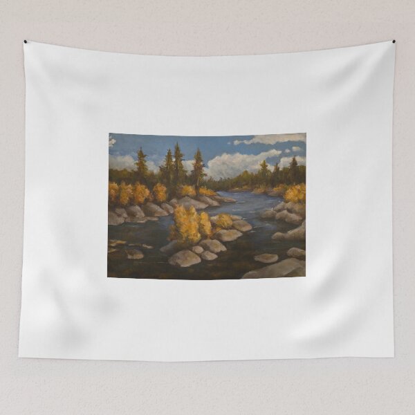 Item preview, Autumn River Rapids Oil Landscape Painting designed and sold by jadexjournal.