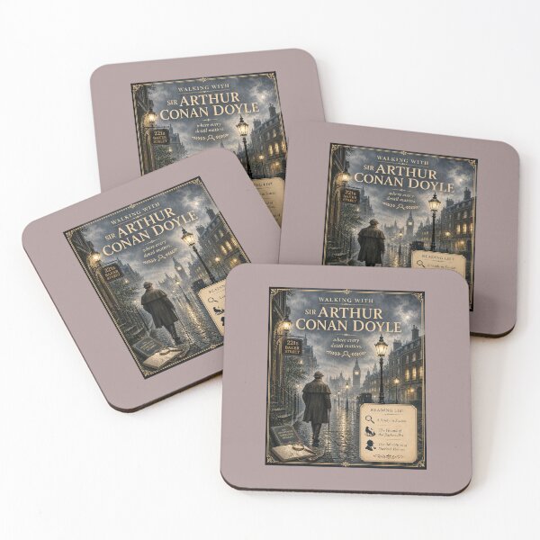 Item preview, Walking with Sir Arthur Conan Doyle Sherlock Holmes Victorian London Literary Art Print designed and sold by Novel Works Studio.