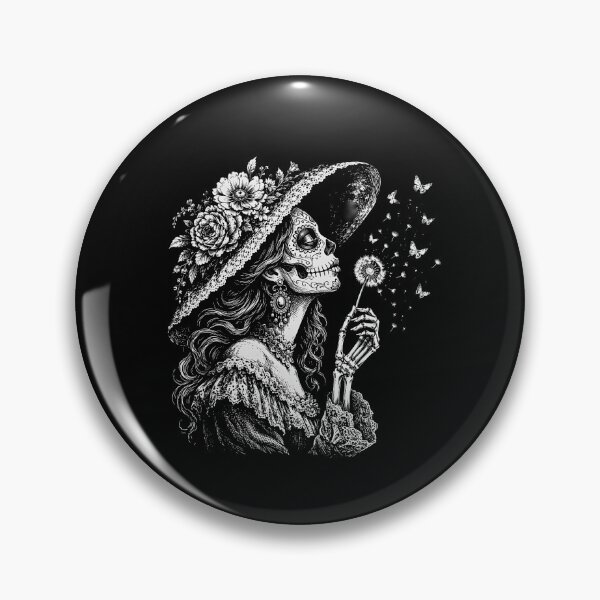 Item preview, Sugar Skull La Catrina Blowing Wishes Dandelion Butterflies Dia De Los Muertos designed and sold by gunaone-design.