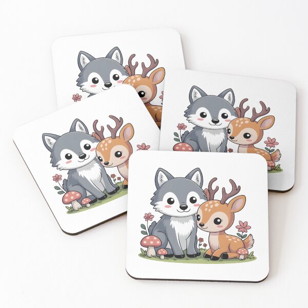 Item preview, The Forest Friends – Wolf & Deer Meadow Sticker designed and sold by AbanoubStore.