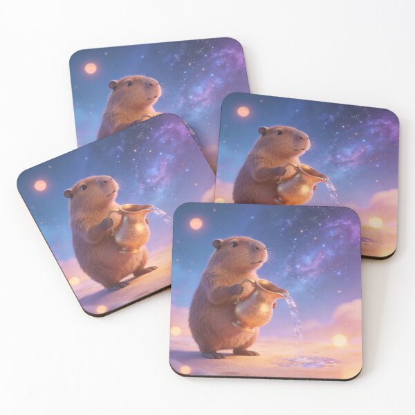 Item preview, Aquarius Capybara in Space - Zodiac Signs designed and sold by silviaarzamendia.