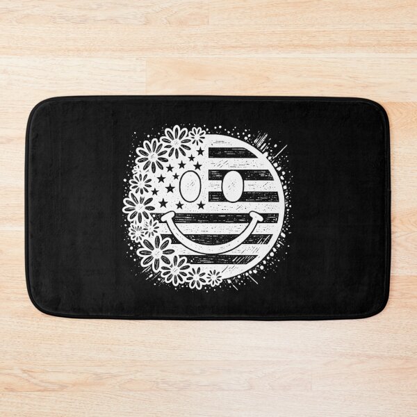 Item preview, White Patriotic Smiley Face – Retro USA Floral Design designed and sold by Paper Drip.