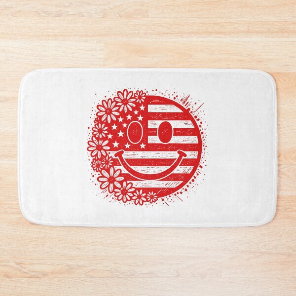 Item preview, Red Patriotic Smiley Face – Retro USA Floral Design designed and sold by Paper Drip.