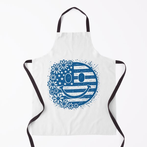 Item preview, Blue Patriotic Smiley Face – Retro USA Floral Design designed and sold by Paper Drip.