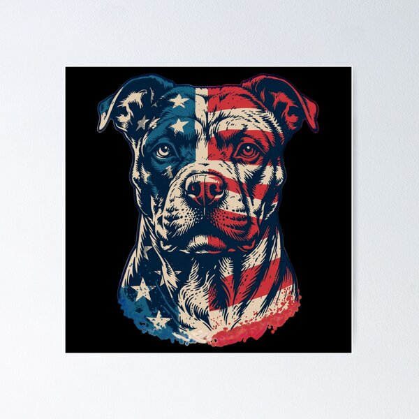 Item preview, Pitbull USA Flag Pit Bull America, Patriotic Pitbull Dog Lover Owner Gift 4th Of July Retro Pitbull Dog designed and sold by Dabbing Turtle Designs.