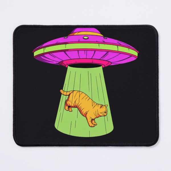 Item preview, UFO Tractor Beam Orange Cat Abduction designed and sold by Cosmic Cactus.