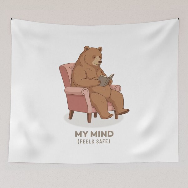 Item preview, Cozy Bear Reading Book Vintage Aesthetic Art designed and sold by Cozy Vintage Animal.