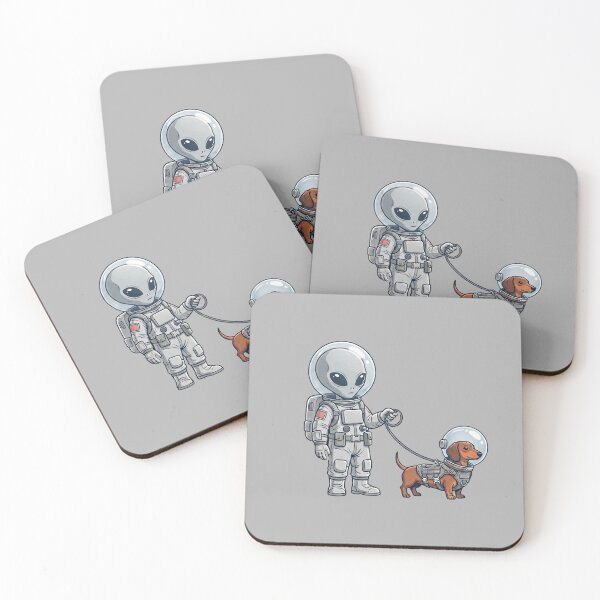 Item preview, Alien Astronaut Walking Space Dachshund designed and sold by Cosmic Cactus.