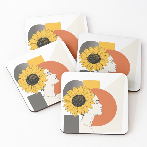 Item preview, Abstract Sunflower Woman Portrait Print - Mid Century Modern Boho Geometric Art designed and sold by BestChoiceService.