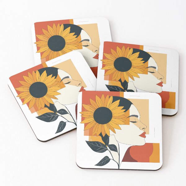 Item preview, Boho Sunflower Woman Portrait Print - Abstract Mid Century Modern Goddess Art designed and sold by BestChoiceService.