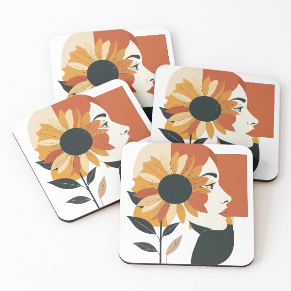 Item preview, Aesthetic Sunflower Woman Portrait Print - Abstract Mid Century Boho Floral Art designed and sold by BestChoiceService.