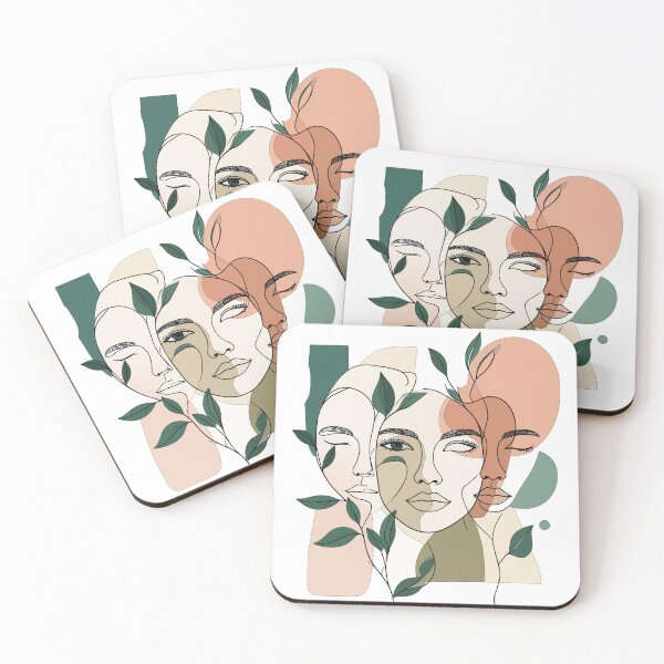 Item preview, Abstract Three Faces Line Art Print - Boho Minimalist Women Sisterhood Wall Art designed and sold by BestChoiceService.