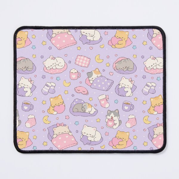 Item preview, Kawaii Cat Sleepover Pattern designed and sold by Soft Berry Studio.