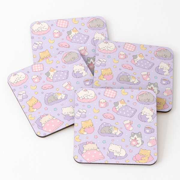 Item preview, Kawaii Cat Sleepover Pattern designed and sold by Soft Berry Studio.