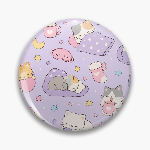 Item preview, Kawaii Cat Sleepover Pattern designed and sold by Soft Berry Studio.