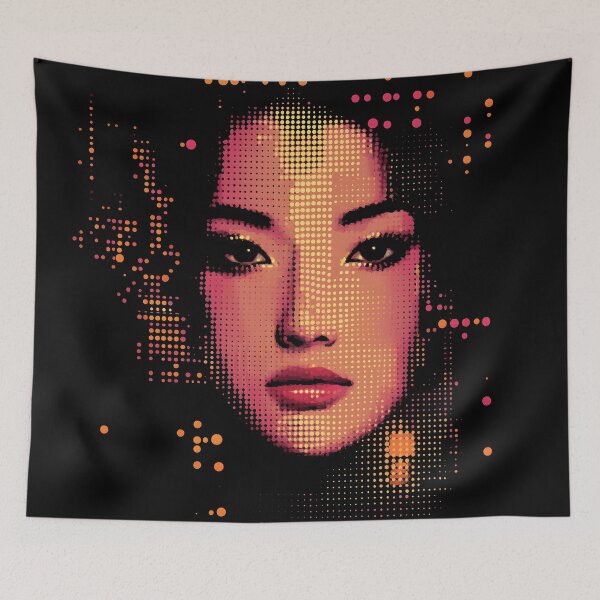 Item preview, Neon Halftone Asian Beauty designed and sold by ClubVacay.