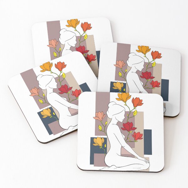 Item preview, Abstract Nude Woman Line Art Print - Boho Magnolia Flower Feminist Wall Art designed and sold by BestChoiceService.