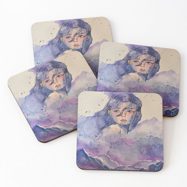 Item preview, Dreamy Purple Watercolor Female Portrait Paintingemale Fine Art Painting designed and sold by jadexjournal.