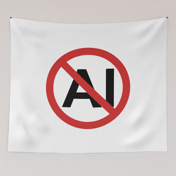 Item preview, No AI Art Symbol - Anti Artificial Intelligence Prohibited Slash Graphic designed and sold by Off-Road-Zone.
