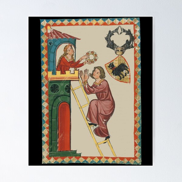 Item preview, Lady Giving Gift to Suitor 14th Century Codex Manesse designed and sold by Cat Lady Designs.