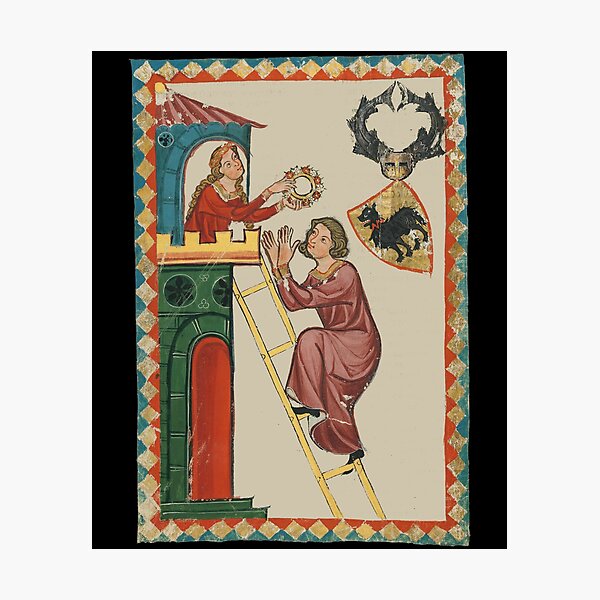 Item preview, Lady Giving Gift to Suitor 14th Century Codex Manesse designed and sold by Cat Lady Designs.