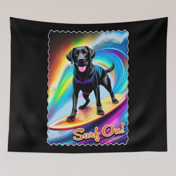 Item preview, Surf On Black Labrador designed and sold by Karen Wood.