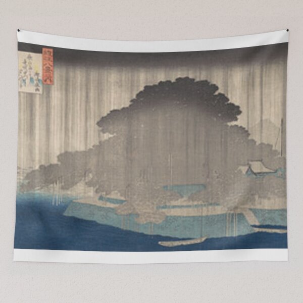 Item preview, Hiroshige Karasaki Night Rain Omi Hakkei Japanese Woodblock Print designed and sold by vekotpu.
