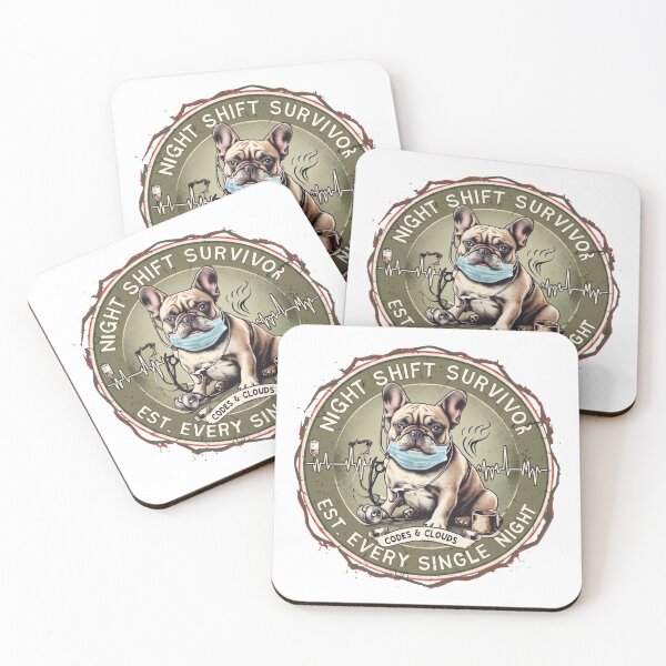 Item preview, Night Shift Survivor French Bulldog Nurse – Funny RN CNA ER designed and sold by PawsRetroStudio.