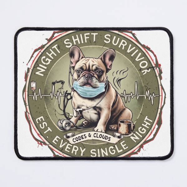 Item preview, Night Shift Survivor French Bulldog Nurse – Funny RN CNA ER designed and sold by PawsRetroStudio.