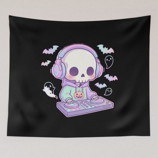 Item preview, DJ Skeleton Halloween Party Vibes Sticker designed and sold by AbanoubStore.