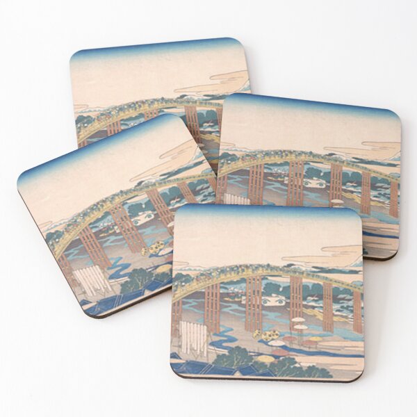 Item preview, Hokusai Yahagi Bridge Okazaki Mt Fuji Japanese Woodblock Print designed and sold by vekotpu.