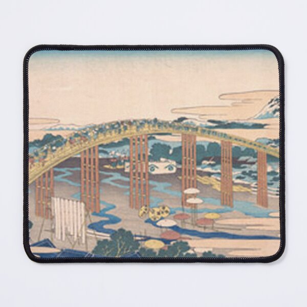 Item preview, Hokusai Yahagi Bridge Okazaki Mt Fuji Japanese Woodblock Print designed and sold by vekotpu.