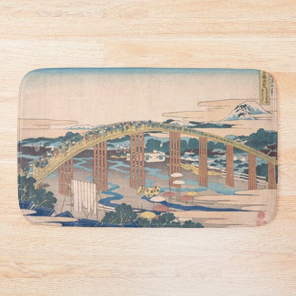 Item preview, Hokusai Yahagi Bridge Okazaki Mt Fuji Japanese Woodblock Print designed and sold by vekotpu.