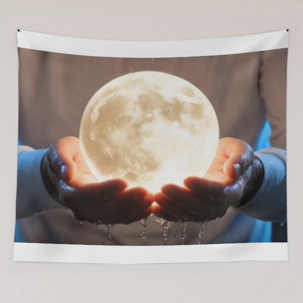 Item preview, Magical Glowing Moon Held in Hands sau Surreal Moon Sphere in Palms Celestial Art designed and sold by RoyalDeluxGo.