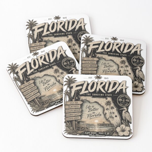 Item preview, Florida Sunshine State Vintage Beach Design designed and sold by ButterflyHolly Resource.