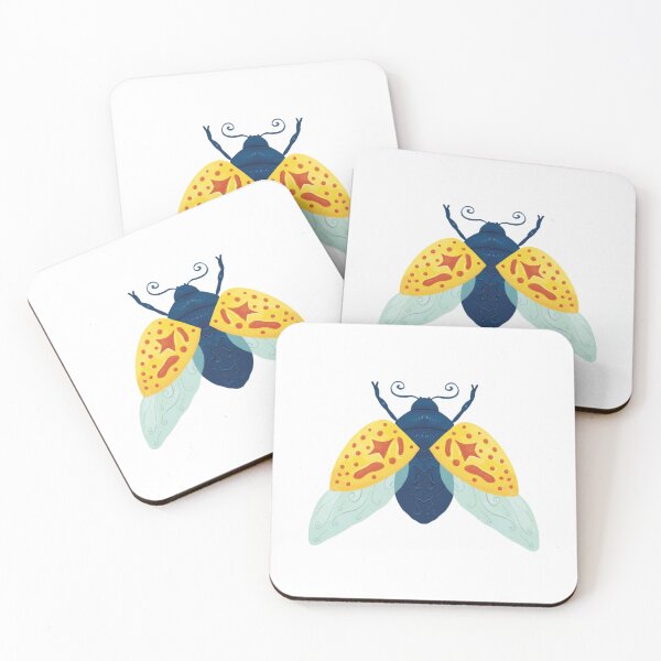 Item preview, yellow and blue beetle sticker designed and sold by MariMunhoz.