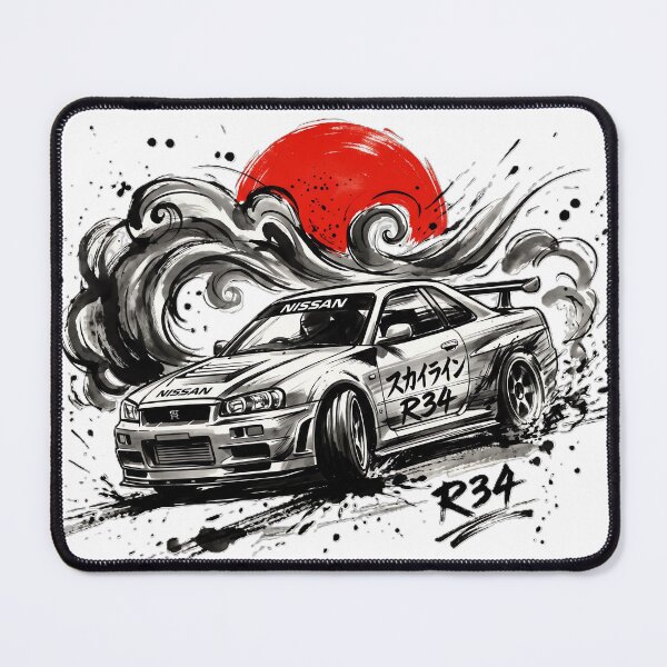Item preview, Nissan Skyline R34 Sumi-e Ink Drift Art designed and sold by Pixel-Perfecto.